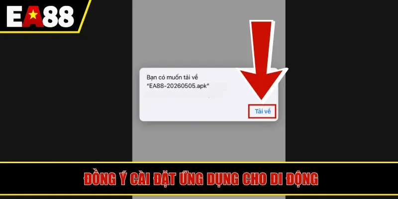 Đồng ý cài đặt ứng dụng cho di động